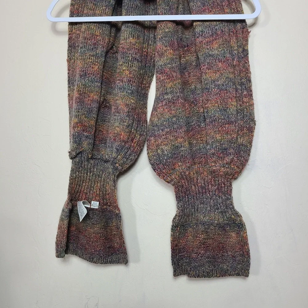 Chunky Wool Blend Knit Scarf Multi Color Earthy Goblin Folk Whimsical‎ Grunge